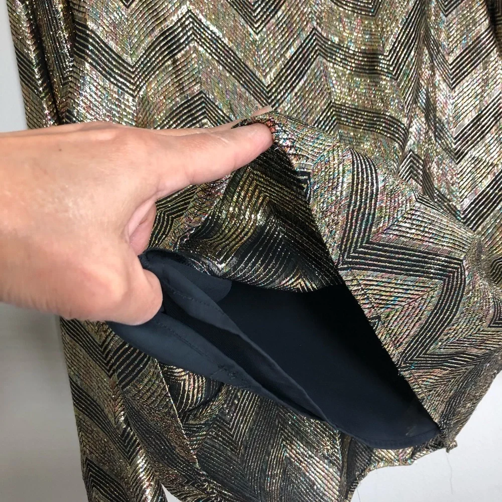 Halston III Vintage Metallic Long Sleeve Blouse - Picture 7 of 8